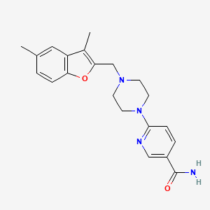 molecular formula C21H24N4O2 B3917244 6-{4-[(3,5-dimethyl-1-benzofuran-2-yl)methyl]piperazin-1-yl}nicotinamide 