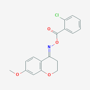 molecular formula C17H14ClNO4 B391725 7-methoxy-2,3-dihydro-4H-chromen-4-one O-(2-chlorobenzoyl)oxime 