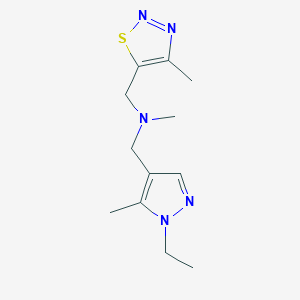 molecular formula C12H19N5S B3917260 1-(1-ethyl-3-methyl-1H-pyrazol-4-yl)-N-methyl-N-[(4-methyl-1,2,3-thiadiazol-5-yl)methyl]methanamine 
