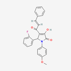 molecular formula C26H20FNO4 B3917280 4-cinnamoyl-5-(2-fluorophenyl)-3-hydroxy-1-(4-methoxyphenyl)-1,5-dihydro-2H-pyrrol-2-one 