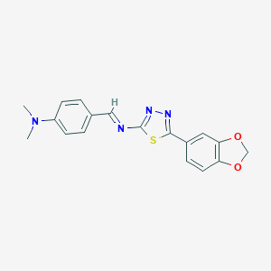 molecular formula C18H16N4O2S B391733 N-[5-(1,3-benzodioxol-5-yl)-1,3,4-thiadiazol-2-yl]-N-[4-(dimethylamino)benzylidene]amine 
