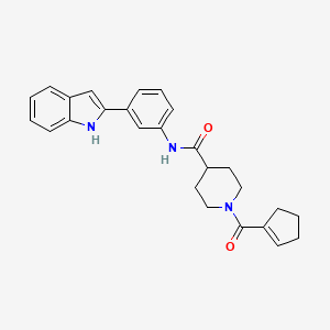 molecular formula C26H27N3O2 B3917371 1-(1-cyclopenten-1-ylcarbonyl)-N-[3-(1H-indol-2-yl)phenyl]-4-piperidinecarboxamide 