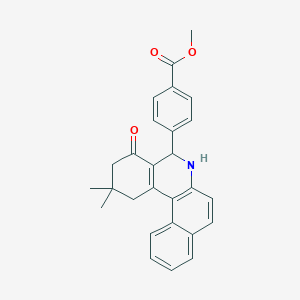 molecular formula C27H25NO3 B391738 Methyl 4-(2,2-dimethyl-4-oxo-1,2,3,4,5,6-hexahydrobenzo[a]phenanthridin-5-yl)benzoate 