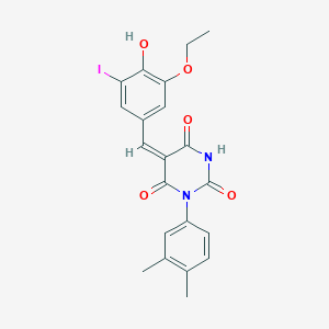 molecular formula C21H19IN2O5 B3917391 1-(3,4-dimethylphenyl)-5-(3-ethoxy-4-hydroxy-5-iodobenzylidene)-2,4,6(1H,3H,5H)-pyrimidinetrione 