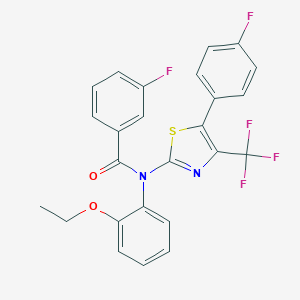 molecular formula C25H17F5N2O2S B391740 N-(2-ethoxyphenyl)-3-fluoro-N-[5-(4-fluorophenyl)-4-(trifluoromethyl)-1,3-thiazol-2-yl]benzamide 