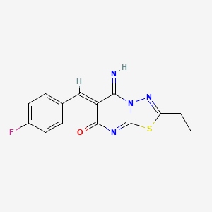 molecular formula C14H11FN4OS B3917408 2-ethyl-6-(4-fluorobenzylidene)-5-imino-5,6-dihydro-7H-[1,3,4]thiadiazolo[3,2-a]pyrimidin-7-one 