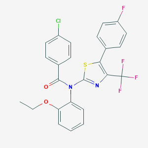 molecular formula C25H17ClF4N2O2S B391741 4-chloro-N-(2-ethoxyphenyl)-N-[5-(4-fluorophenyl)-4-(trifluoromethyl)-1,3-thiazol-2-yl]benzamide 