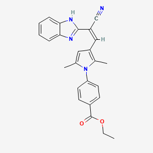 molecular formula C25H22N4O2 B3917439 ethyl 4-{3-[2-(1H-benzimidazol-2-yl)-2-cyanovinyl]-2,5-dimethyl-1H-pyrrol-1-yl}benzoate 