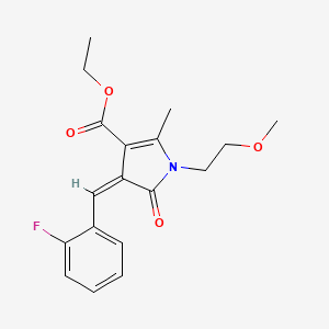 molecular formula C18H20FNO4 B3917454 ethyl 4-(2-fluorobenzylidene)-1-(2-methoxyethyl)-2-methyl-5-oxo-4,5-dihydro-1H-pyrrole-3-carboxylate 