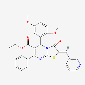 ethyl 5-(2,5-dimethoxyphenyl)-3-oxo-7-phenyl-2-(3-pyridinylmethylene)-2,3-dihydro-5H-[1,3]thiazolo[3,2-a]pyrimidine-6-carboxylate