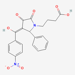 molecular formula C21H18N2O7 B3917462 4-[3-hydroxy-4-(4-nitrobenzoyl)-2-oxo-5-phenyl-2,5-dihydro-1H-pyrrol-1-yl]butanoic acid 