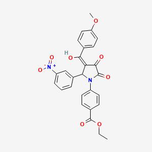 molecular formula C27H22N2O8 B3917479 ethyl 4-[3-hydroxy-4-(4-methoxybenzoyl)-5-(3-nitrophenyl)-2-oxo-2,5-dihydro-1H-pyrrol-1-yl]benzoate 