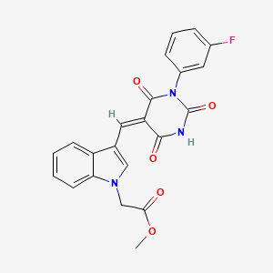 molecular formula C22H16FN3O5 B3917499 methyl (3-{[1-(3-fluorophenyl)-2,4,6-trioxotetrahydro-5(2H)-pyrimidinylidene]methyl}-1H-indol-1-yl)acetate CAS No. 6174-39-6