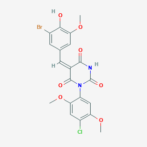 molecular formula C20H16BrClN2O7 B3917503 5-(3-bromo-4-hydroxy-5-methoxybenzylidene)-1-(4-chloro-2,5-dimethoxyphenyl)-2,4,6(1H,3H,5H)-pyrimidinetrione 