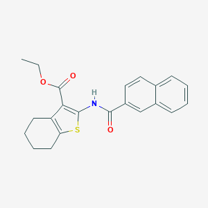 molecular formula C22H21NO3S B391753 Ethyl 2-(2-naphthoylamino)-4,5,6,7-tetrahydro-1-benzothiophene-3-carboxylate 