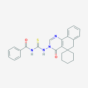 molecular formula C25H24N4O2S B391754 N-[(4-oxospiro[6H-benzo[h]quinazoline-5,1'-cyclohexane]-3-yl)carbamothioyl]benzamide CAS No. 331837-31-1
