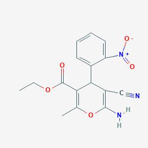 molecular formula C16H15N3O5 B391757 ethyl 6-amino-5-cyano-2-methyl-4-(2-nitrophenyl)-4H-pyran-3-carboxylate CAS No. 72568-53-7