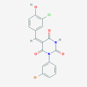 molecular formula C17H10BrClN2O4 B3917570 1-(3-bromophenyl)-5-(3-chloro-4-hydroxybenzylidene)-2,4,6(1H,3H,5H)-pyrimidinetrione 