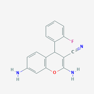 molecular formula C16H12FN3O B391758 2,7-diamino-4-(2-fluorophenyl)-4H-chromene-3-carbonitrile CAS No. 326915-60-0