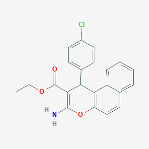 molecular formula C22H18ClNO3 B391763 ethyl 3-amino-1-(4-chlorophenyl)-1H-benzo[f]chromene-2-carboxylate CAS No. 130944-14-8