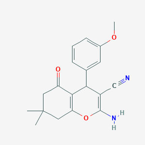 molecular formula C19H20N2O3 B391764 2-amino-4-(3-methoxyphenyl)-7,7-dimethyl-5-oxo-5,6,7,8-tetrahydro-4H-chromene-3-carbonitrile CAS No. 302344-63-4