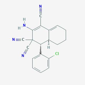 molecular formula C19H15ClN4 B391767 (4S,4aS)-2-amino-4-(2-chlorophenyl)-4a,5,6,7-tetrahydro-4H-naphthalene-1,3,3-tricarbonitrile 