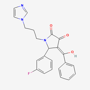molecular formula C23H20FN3O3 B3917689 4-benzoyl-5-(3-fluorophenyl)-3-hydroxy-1-[3-(1H-imidazol-1-yl)propyl]-1,5-dihydro-2H-pyrrol-2-one 