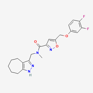 molecular formula C21H22F2N4O3 B3917700 5-[(3,4-difluorophenoxy)methyl]-N-(1,4,5,6,7,8-hexahydrocyclohepta[c]pyrazol-3-ylmethyl)-N-methyl-3-isoxazolecarboxamide 