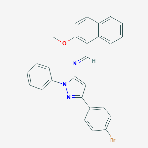 molecular formula C27H20BrN3O B391772 N-[3-(4-bromophenyl)-1-phenyl-1H-pyrazol-5-yl]-N-[(2-methoxy-1-naphthyl)methylene]amine 