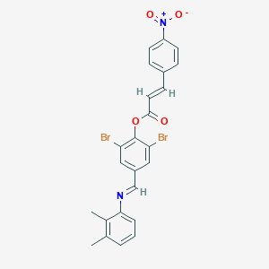 molecular formula C24H18Br2N2O4 B391773 2,6-Dibromo-4-{[(2,3-dimethylphenyl)imino]methyl}phenyl 3-{4-nitrophenyl}acrylate 