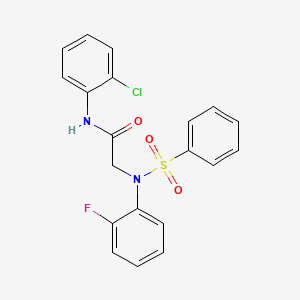 molecular formula C20H16ClFN2O3S B3917748 N~1~-(2-chlorophenyl)-N~2~-(2-fluorophenyl)-N~2~-(phenylsulfonyl)glycinamide 