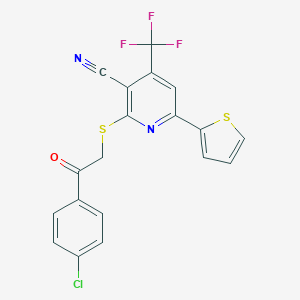2-{[2-(4-Chlorophenyl)-2-oxoethyl]sulfanyl}-6-(2-thienyl)-4-(trifluoromethyl)nicotinonitrile