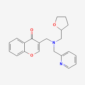 molecular formula C21H22N2O3 B3917770 3-{[(pyridin-2-ylmethyl)(tetrahydrofuran-2-ylmethyl)amino]methyl}-4H-chromen-4-one 