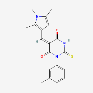 molecular formula C19H19N3O2S B3917772 1-(3-methylphenyl)-2-thioxo-5-[(1,2,5-trimethyl-1H-pyrrol-3-yl)methylene]dihydro-4,6(1H,5H)-pyrimidinedione 
