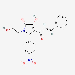 molecular formula C21H18N2O6 B3917779 4-cinnamoyl-3-hydroxy-1-(2-hydroxyethyl)-5-(4-nitrophenyl)-1,5-dihydro-2H-pyrrol-2-one 