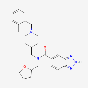 molecular formula C26H33N5O2 B3917781 N-{[1-(2-methylbenzyl)-4-piperidinyl]methyl}-N-(tetrahydro-2-furanylmethyl)-1H-1,2,3-benzotriazole-5-carboxamide 