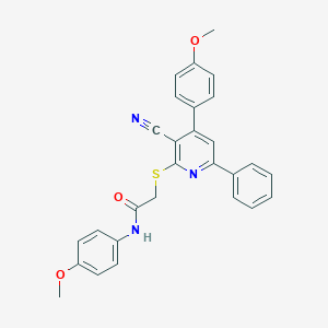 2-{[3-cyano-4-(4-methoxyphenyl)-6-phenyl-2-pyridinyl]sulfanyl}-N-(4-methoxyphenyl)acetamide