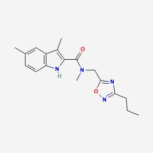 molecular formula C18H22N4O2 B3917813 N,3,5-trimethyl-N-[(3-propyl-1,2,4-oxadiazol-5-yl)methyl]-1H-indole-2-carboxamide 