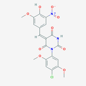 1-(4-chloro-2,5-dimethoxyphenyl)-5-(4-hydroxy-3-methoxy-5-nitrobenzylidene)-2,4,6(1H,3H,5H)-pyrimidinetrione