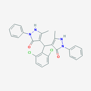 molecular formula C27H22Cl2N4O2 B391783 4-[(2,6-dichlorophenyl)-(5-methyl-3-oxo-2-phenyl-1H-pyrazol-4-yl)methyl]-5-methyl-2-phenyl-1H-pyrazol-3-one CAS No. 306746-43-0