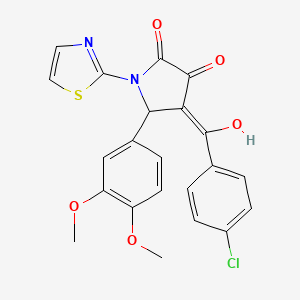 molecular formula C22H17ClN2O5S B3917838 4-(4-chlorobenzoyl)-5-(3,4-dimethoxyphenyl)-3-hydroxy-1-(1,3-thiazol-2-yl)-1,5-dihydro-2H-pyrrol-2-one 