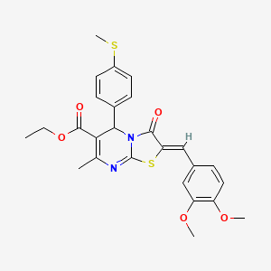 molecular formula C26H26N2O5S2 B3917862 ethyl 2-(3,4-dimethoxybenzylidene)-7-methyl-5-[4-(methylthio)phenyl]-3-oxo-2,3-dihydro-5H-[1,3]thiazolo[3,2-a]pyrimidine-6-carboxylate 