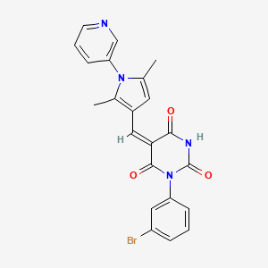 molecular formula C22H17BrN4O3 B3917863 1-(3-bromophenyl)-5-{[2,5-dimethyl-1-(3-pyridinyl)-1H-pyrrol-3-yl]methylene}-2,4,6(1H,3H,5H)-pyrimidinetrione 