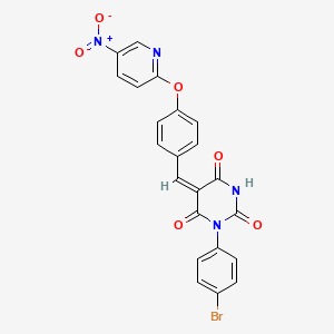molecular formula C22H13BrN4O6 B3917875 1-(4-bromophenyl)-5-{4-[(5-nitro-2-pyridinyl)oxy]benzylidene}-2,4,6(1H,3H,5H)-pyrimidinetrione 