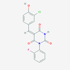 molecular formula C17H10ClFN2O4 B3917904 5-(3-chloro-4-hydroxybenzylidene)-1-(2-fluorophenyl)-2,4,6(1H,3H,5H)-pyrimidinetrione 