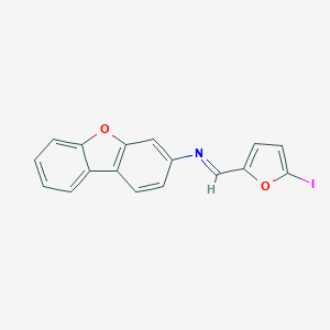 molecular formula C17H10INO2 B391791 N-dibenzo[b,d]furan-3-yl-N-[(5-iodo-2-furyl)methylene]amine 