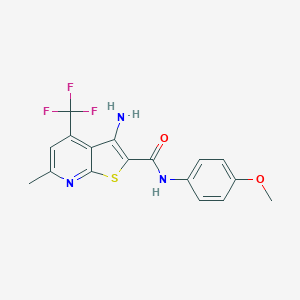 3-amino-N-(4-methoxyphenyl)-6-methyl-4-(trifluoromethyl)thieno[2,3-b]pyridine-2-carboxamide