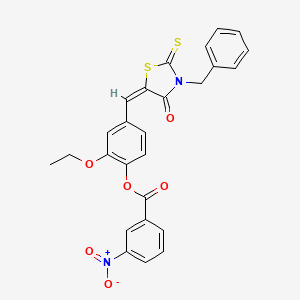 molecular formula C26H20N2O6S2 B3917966 4-[(3-benzyl-4-oxo-2-thioxo-1,3-thiazolidin-5-ylidene)methyl]-2-ethoxyphenyl 3-nitrobenzoate 