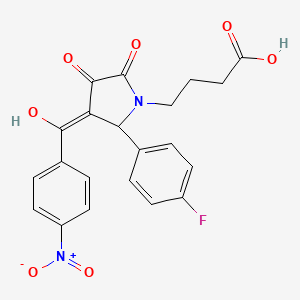 molecular formula C21H17FN2O7 B3917969 4-[2-(4-fluorophenyl)-4-hydroxy-3-(4-nitrobenzoyl)-5-oxo-2,5-dihydro-1H-pyrrol-1-yl]butanoic acid 