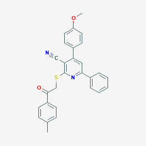 4-(4-Methoxyphenyl)-2-{[2-(4-methylphenyl)-2-oxoethyl]sulfanyl}-6-phenylnicotinonitrile